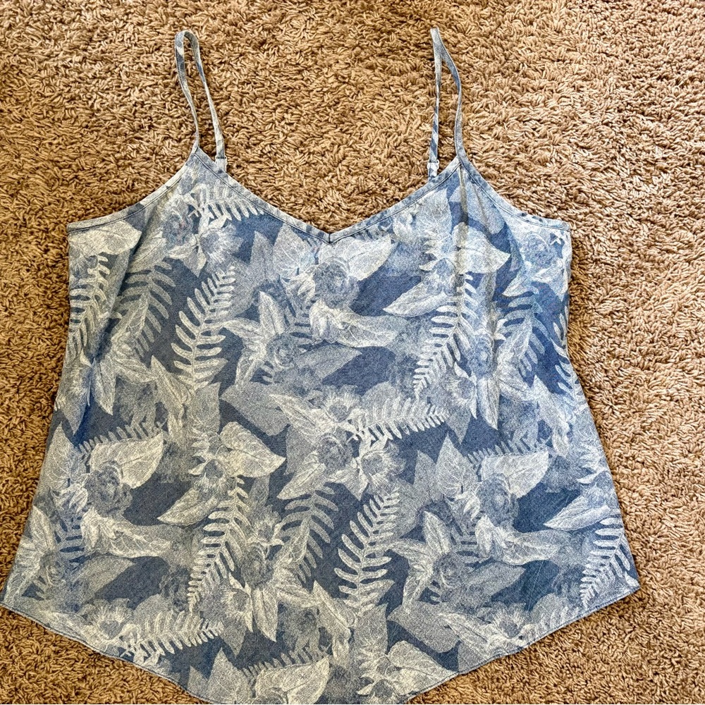 INC International Concepts Blue and White Fern Print Cami
